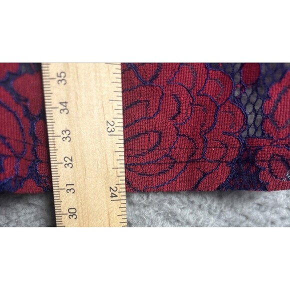 Miusol Red Floral Navy Underlay Lace Fit and Flare Dress Size XL Surplice Front - Picture 6 of 8
